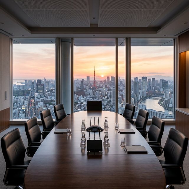 Tokyo Skyline from Corporate Boardroom